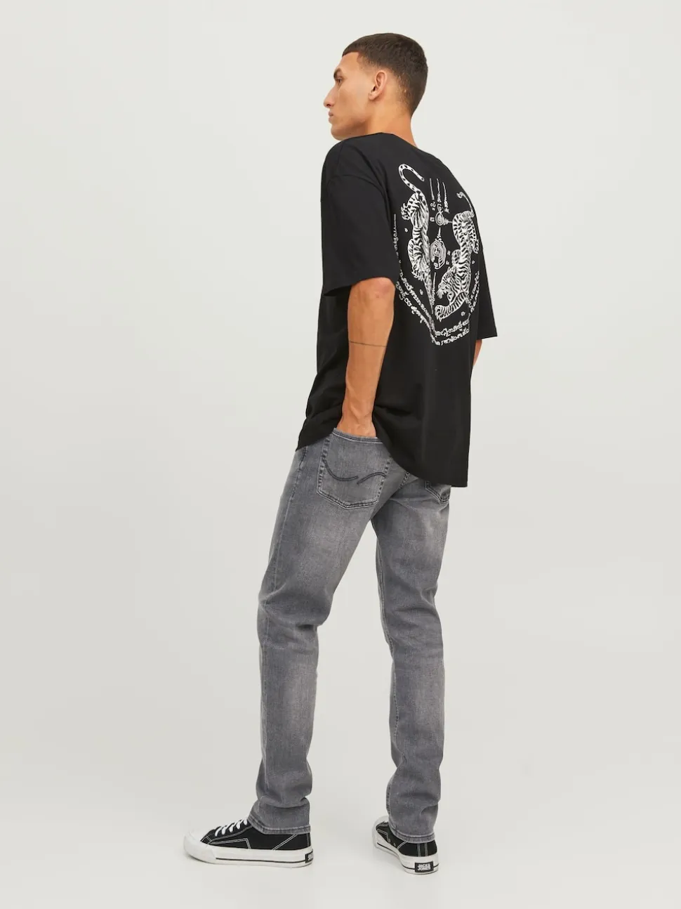 JACK & JONES Grey Wash Glenn Slim Fit Jeans