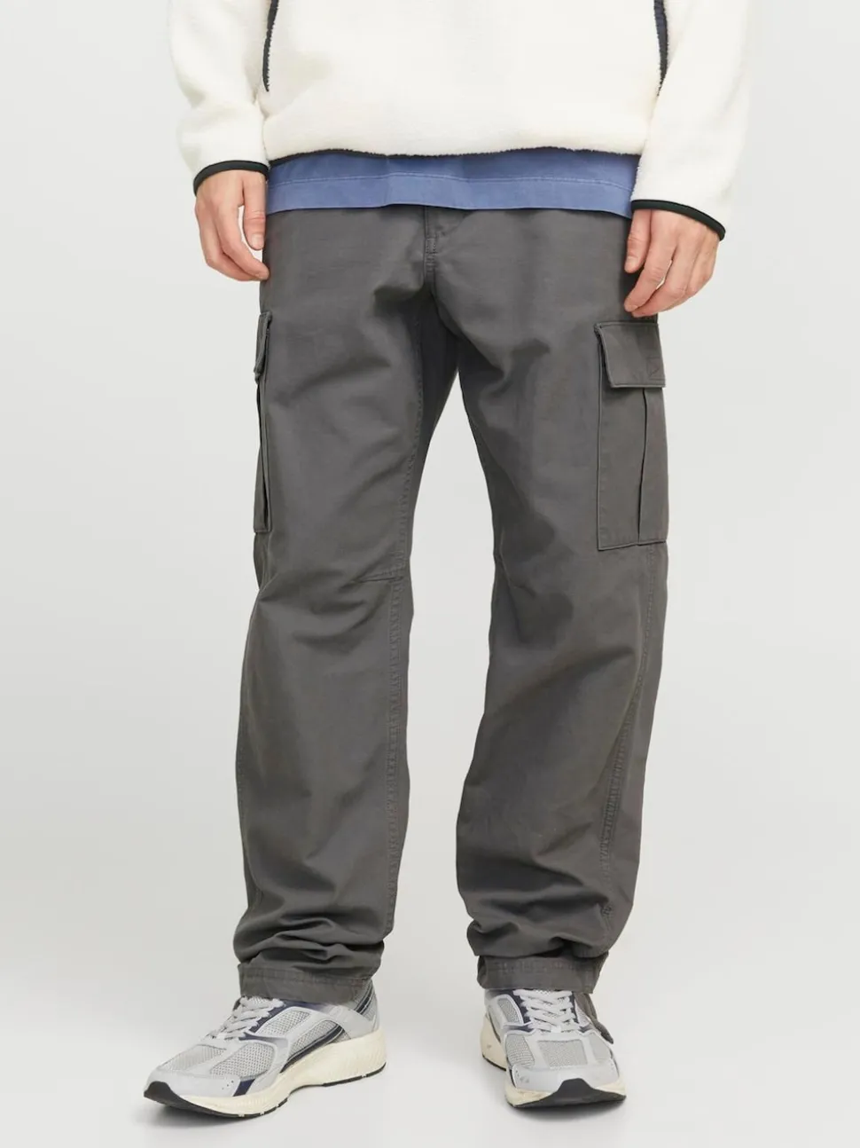 JACK & JONES Light Grey Loose Fit Cargo Trousers
