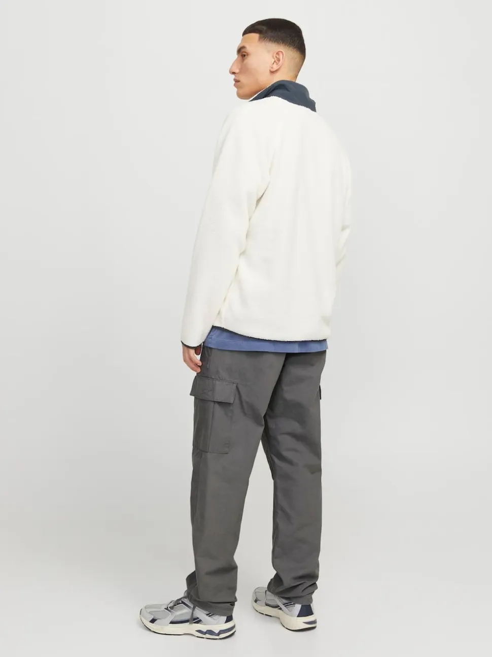 JACK & JONES Light Grey Loose Fit Cargo Trousers