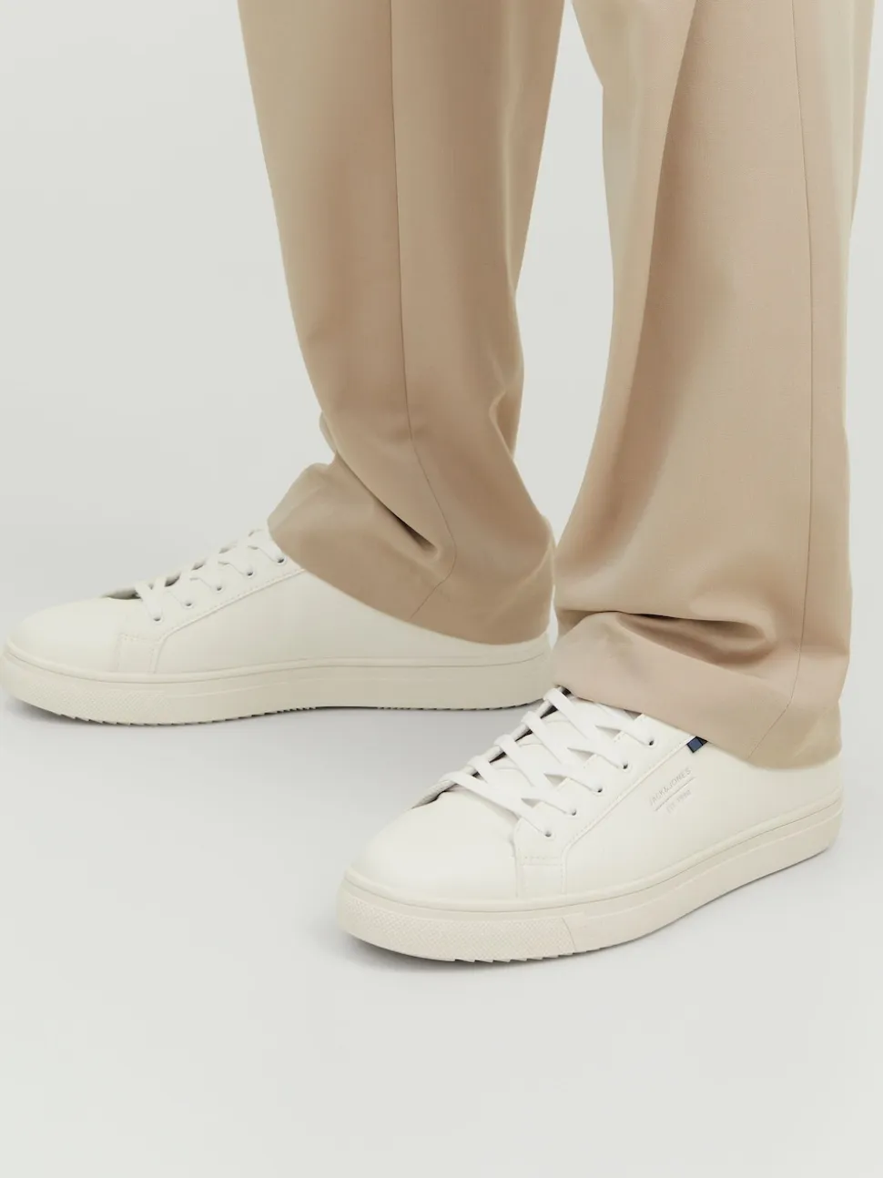 JACK & JONES White Leather Smart Trainers