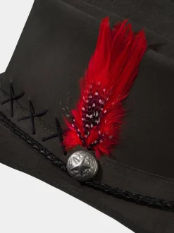 Joe Browns Black Embroidered Leather Fedora