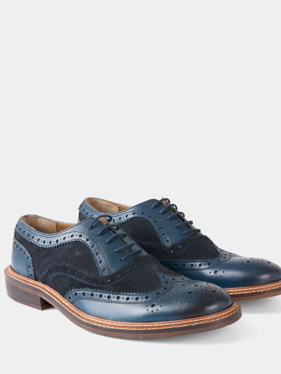 Joe Browns Blue Double Stitched Leather Brogues