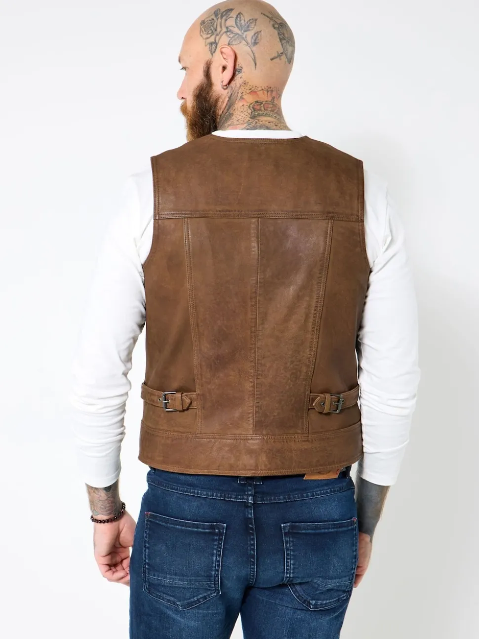 Joe Browns Brown Button-Up Leather Waistcoat