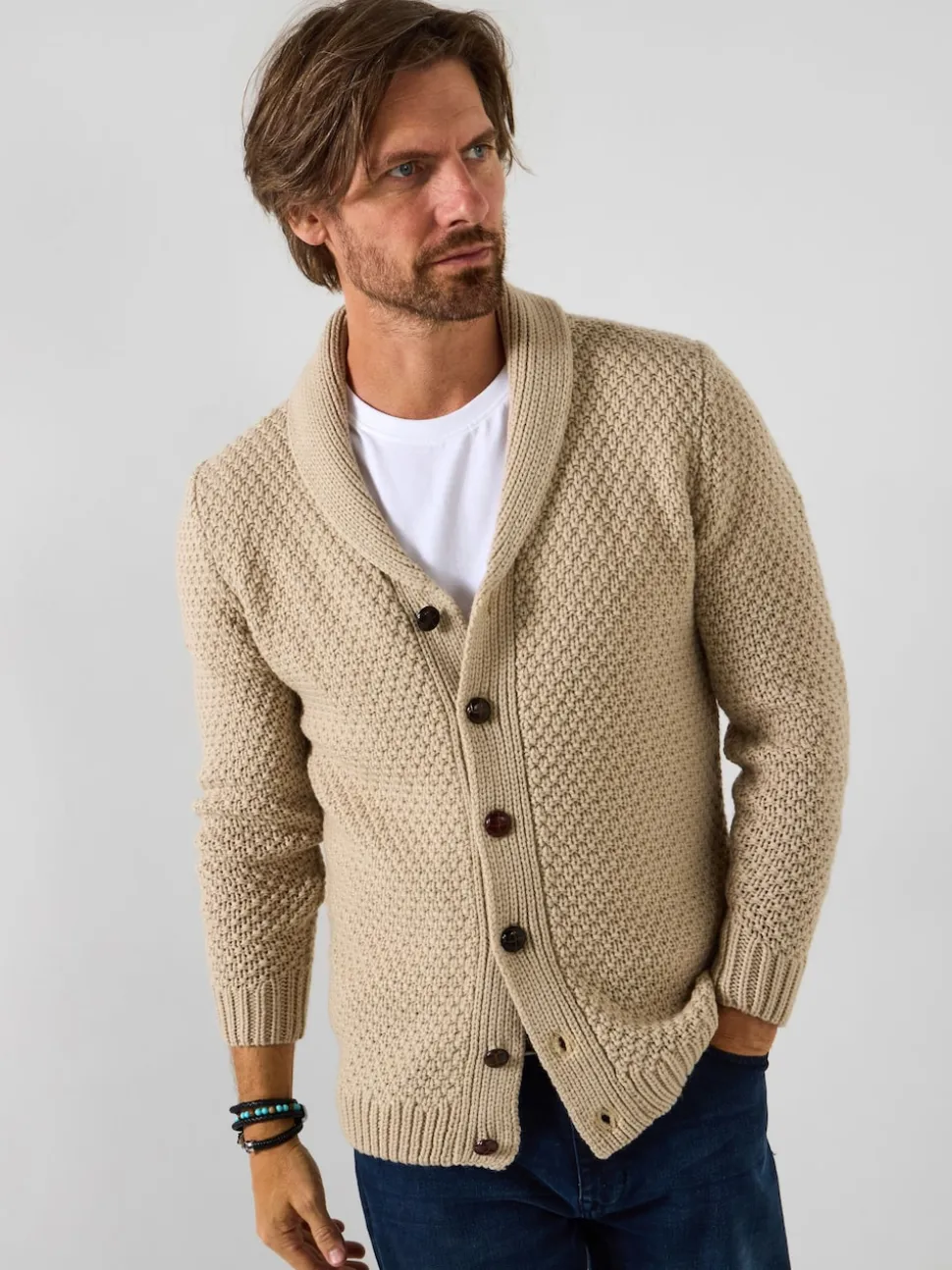 Joe Browns Cream Cosy Shawl Neck Winter Knit Cardigan