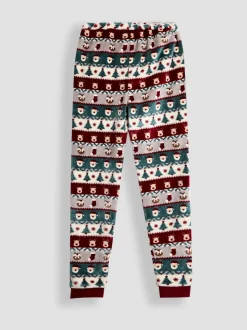 JoJo Maman Bébé Red Men's Christmas Fair Isle Fleece Pyjama Set