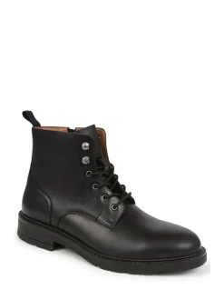 Jones Bootmaker Black Derry Leather Lace-Up Boots