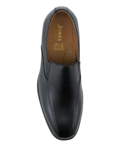 Jones Bootmaker Black Rothbury Wide Fit Slip On Leather Loafers
