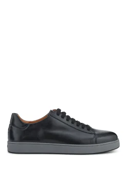 Jones Bootmaker Black Wide Fit Mens Simon Leather Trainers