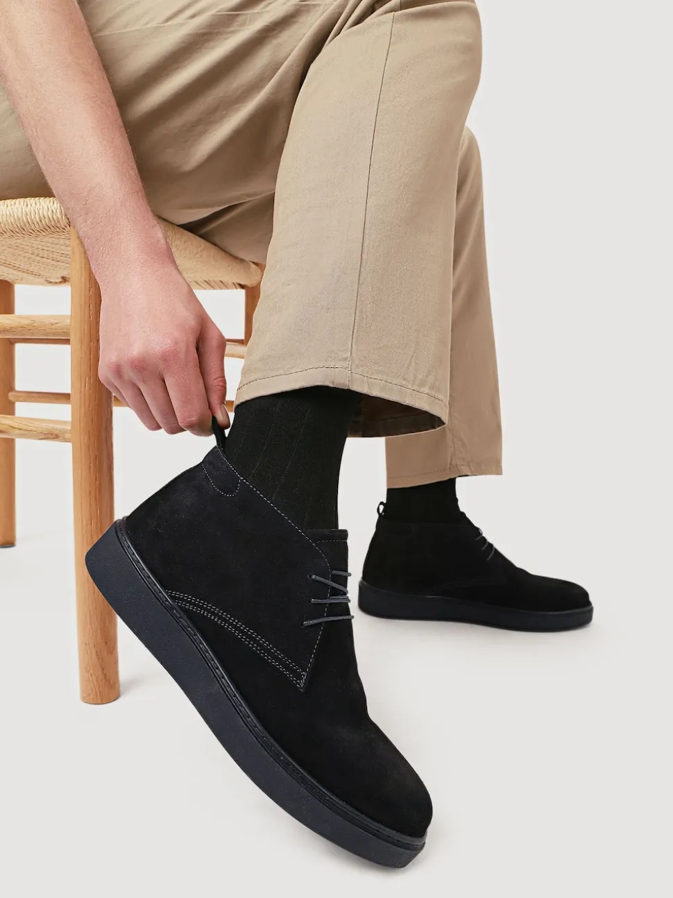 Jones Bootmaker Blue Dane Leather Lace-Up Boots