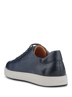 Jones Bootmaker Blue Simone Wide-Fit Leather Trainers