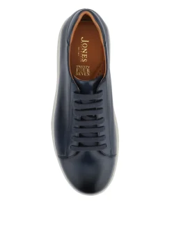 Jones Bootmaker Blue Simone Wide-Fit Leather Trainers