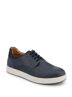 Jones Bootmaker Blue Stevenage Wide Fit Leather Trainers