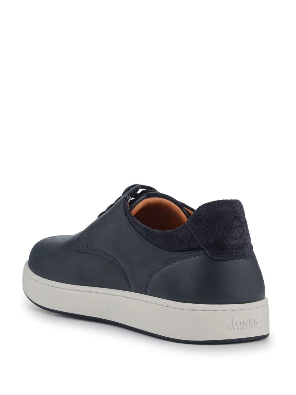 Jones Bootmaker Blue Stevenage Wide Fit Leather Trainers