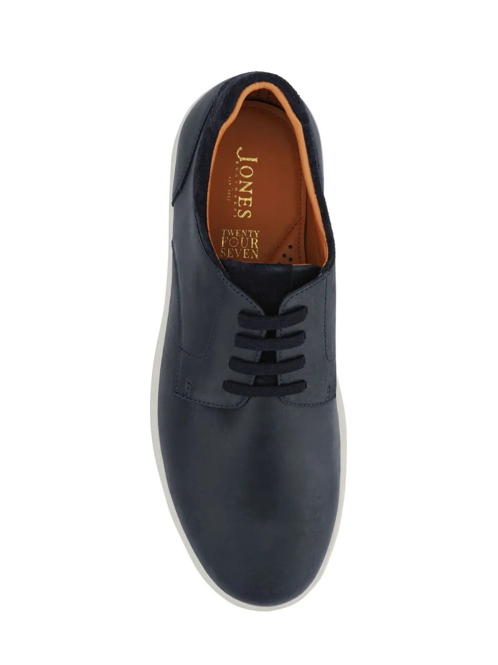 Jones Bootmaker Blue Stevenage Wide Fit Leather Trainers