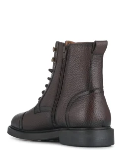 Jones Bootmaker Brown Davide Leather Wide Fit Military Boots