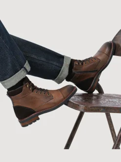 Jones Bootmaker Brown Dusseldorf Leather Lace-Up Boots
