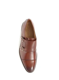 Jones Bootmaker Brown Nathaniel Leather Double Monk Shoes