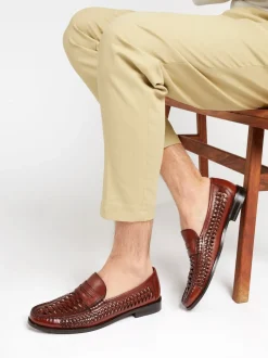 Jones Bootmaker Brown Riverside Woven Leather Loafers