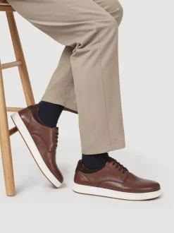 Jones Bootmaker Brown Stevenage Wide Fit Leather Trainers