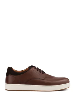 Jones Bootmaker Brown Stevenage Wide Fit Leather Trainers