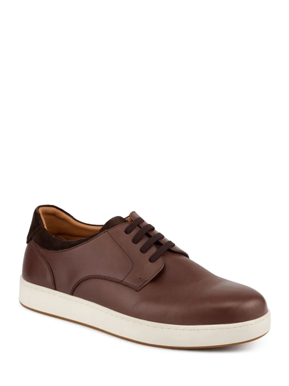 Jones Bootmaker Brown Stevenage Wide Fit Leather Trainers