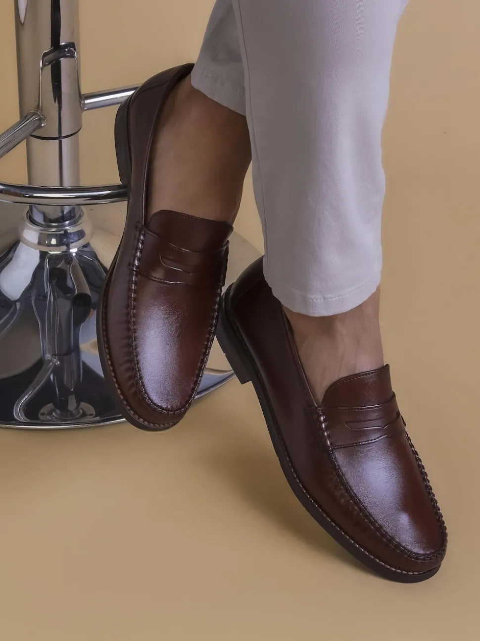 Jones Bootmaker Natural Quennell Leather Penny Loafers