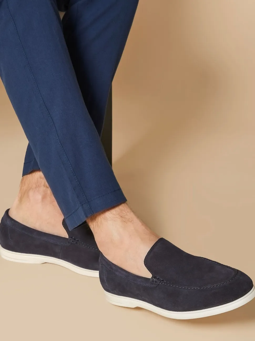 Jones Bootmaker Navy Suede Raiden Suede Loafers
