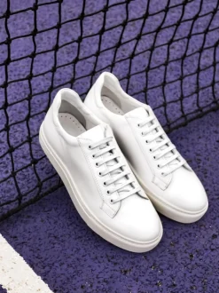 Jones Bootmaker White Regular Fit Mens Simon Leather Trainers