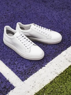 Jones Bootmaker White Regular Fit Mens Simon Leather Trainers
