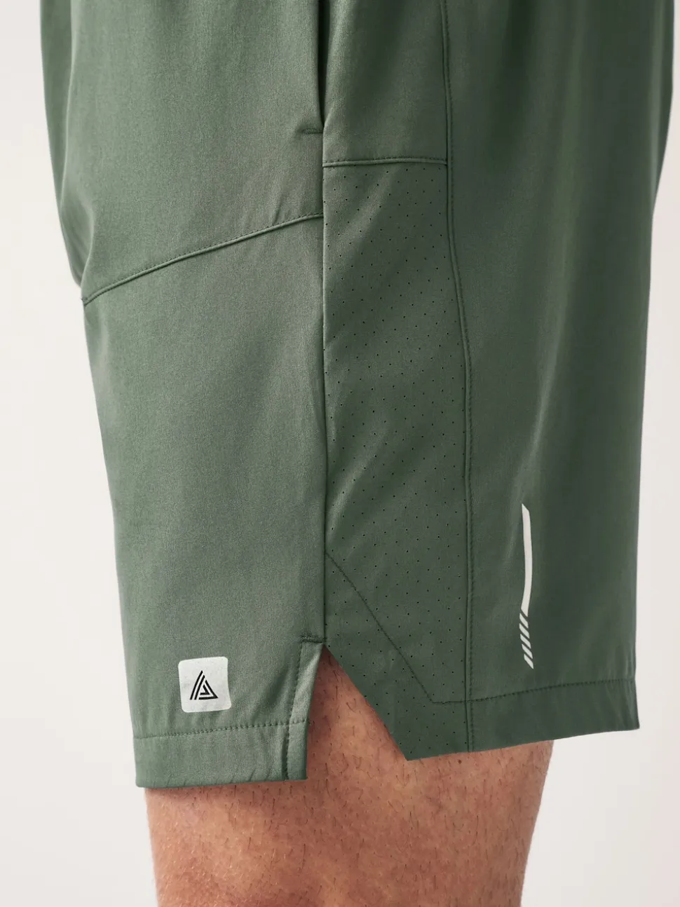 Khaki Green 7 Inch Active Gym Sports Shorts