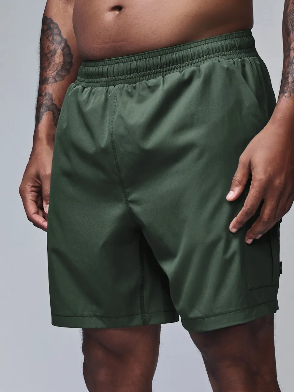 Khaki Green Active Cargo Gym Training Shorts