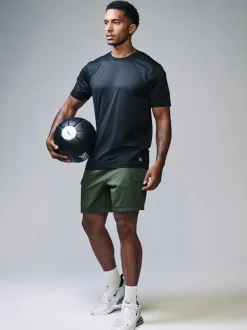 Khaki Green Active Cargo Gym Training Shorts