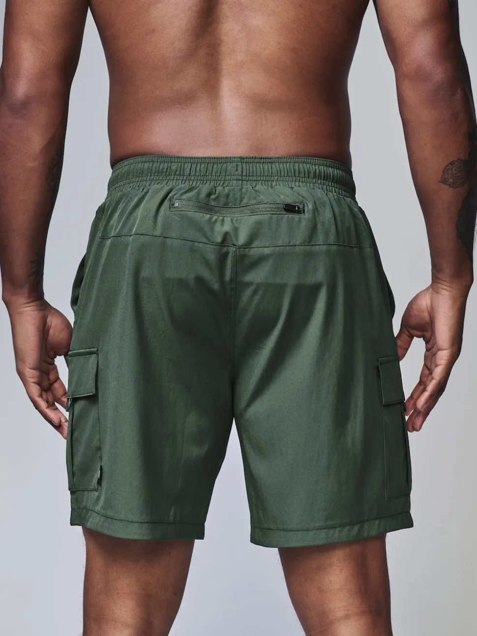 Khaki Green Active Cargo Gym Training Shorts