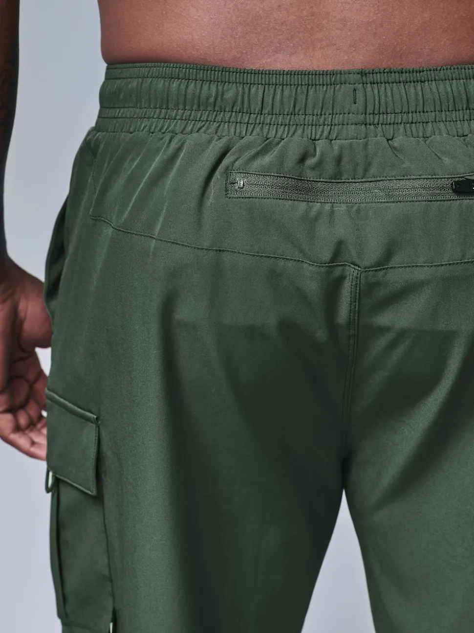 Khaki Green Active Cargo Gym Training Shorts
