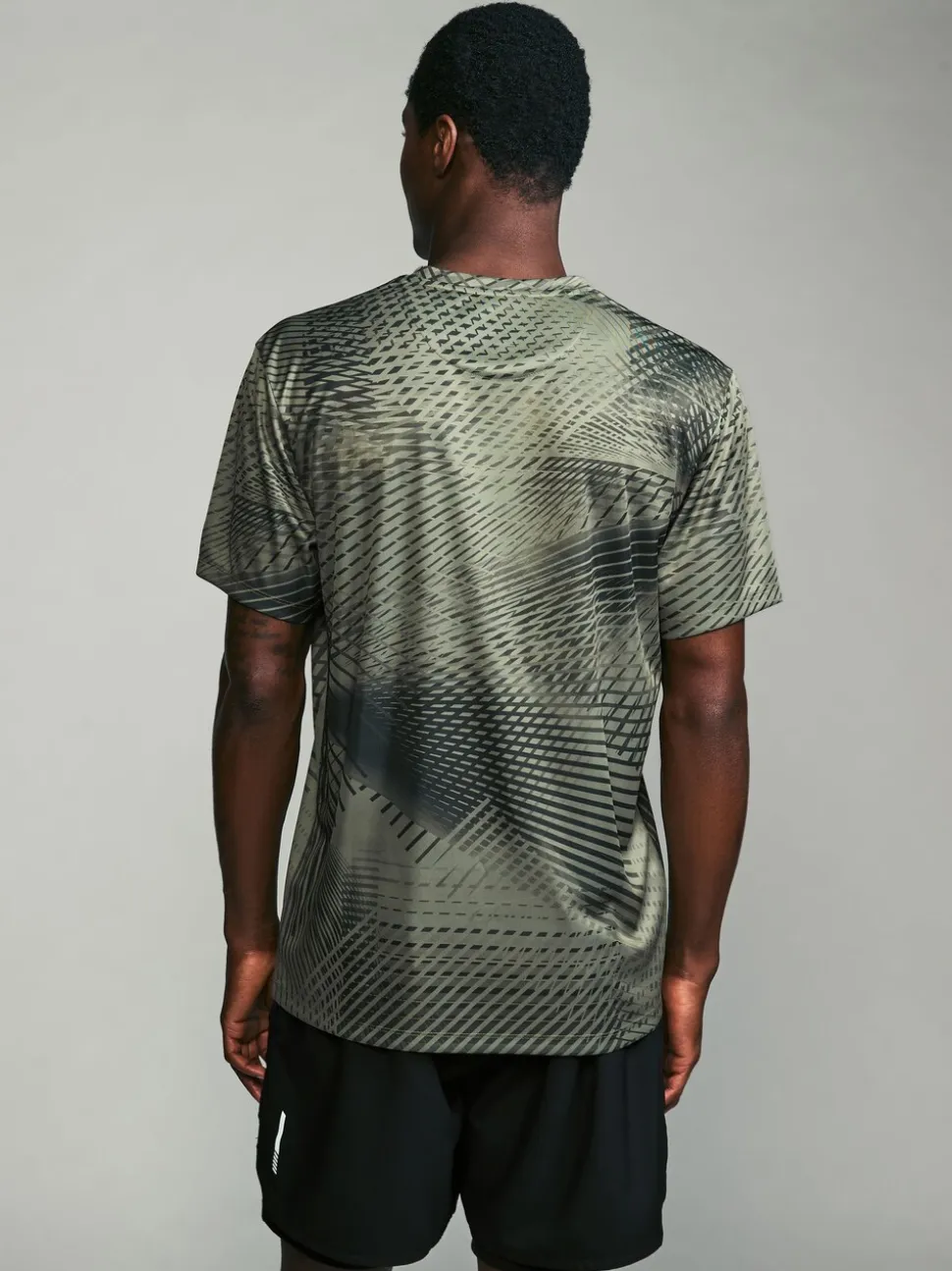 Khaki Green Active Gym Printed Training T-Shirt