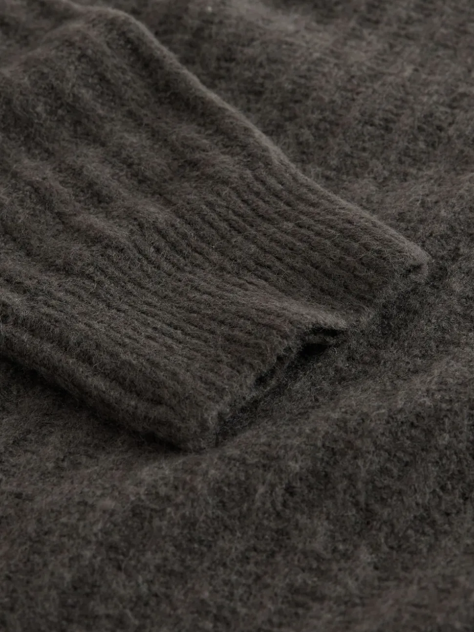 Khaki Green Cosy Rib Knit Long Sleeve Polo Shirt with Wool