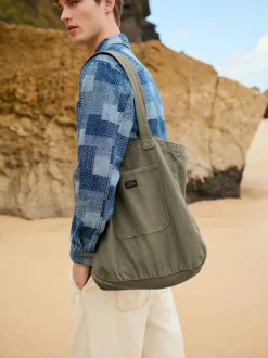 Khaki Green Cotton Tote Bag
