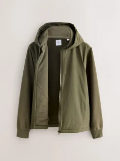 Khaki Green Hooded Hybrid Full Zip Jacket
