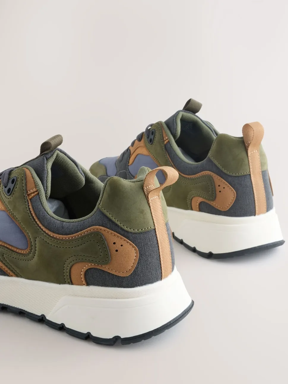 Khaki Green Multipanel Trainers