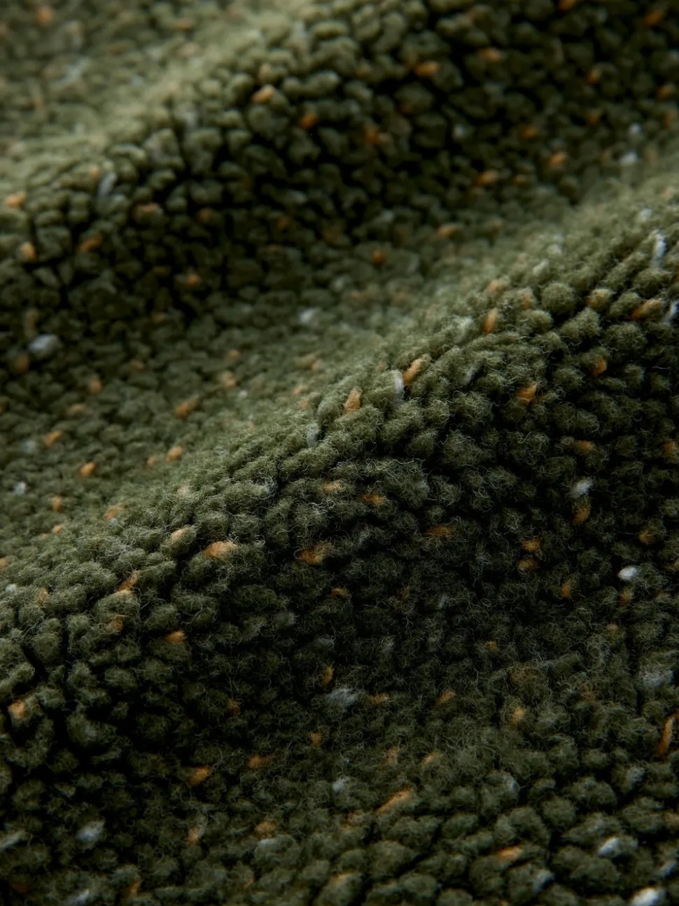 Khaki Green Nep Zip Through Funnel Borg Fleece