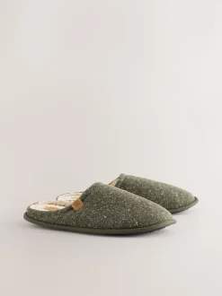 Khaki Green Neppy Mule Slippers