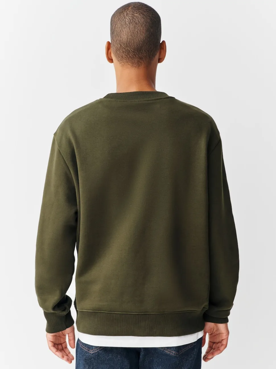 Khaki Green Regular Fit Heavyweight Cotton Rich Crew Neck Sweatshirt