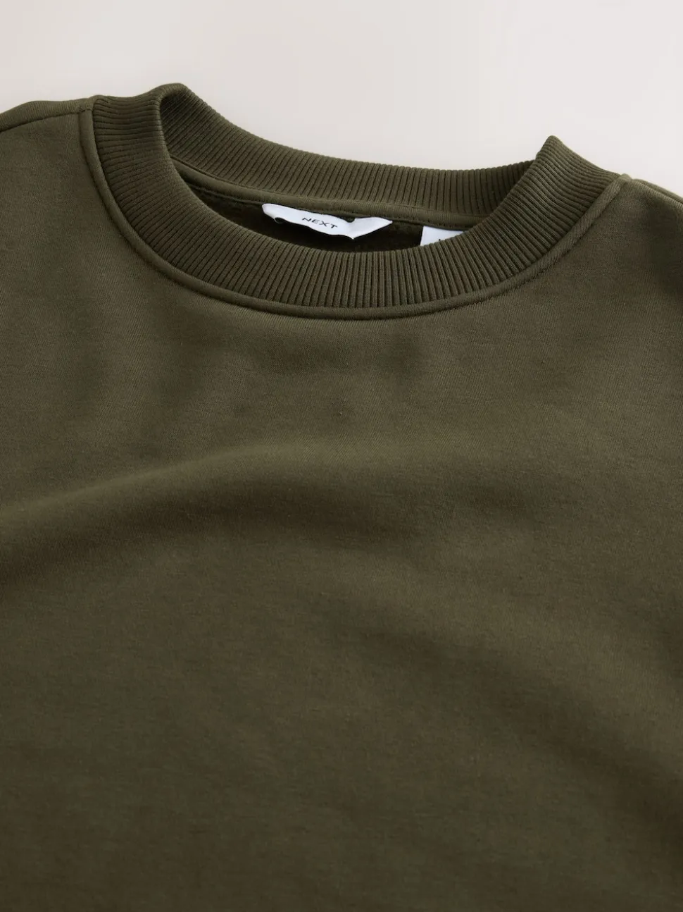Khaki Green Regular Fit Heavyweight Cotton Rich Crew Neck Sweatshirt
