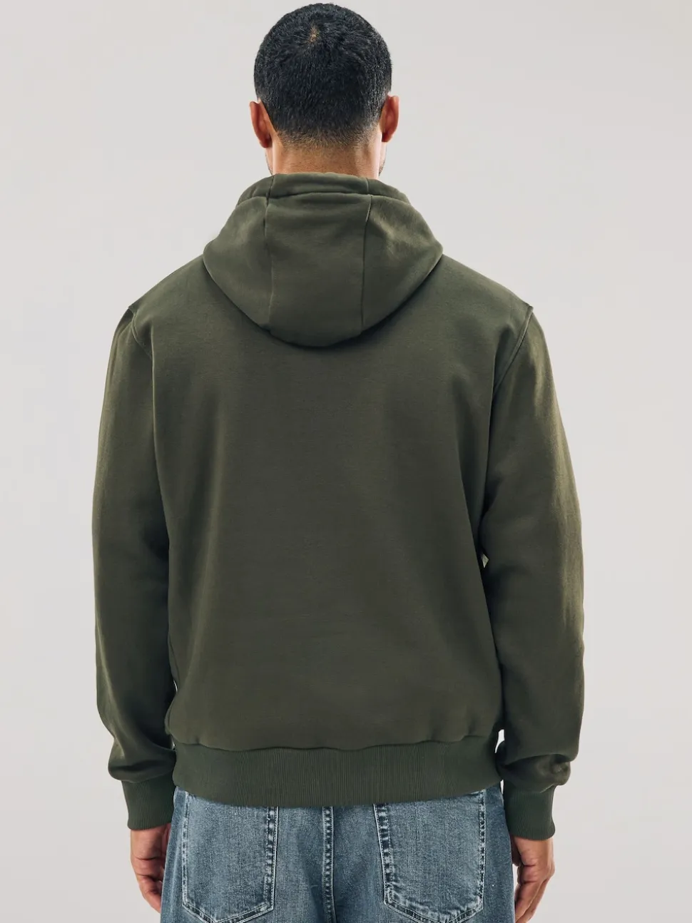 Khaki Green Regular Fit Heavyweight Cotton Rich Jersey Hoodie