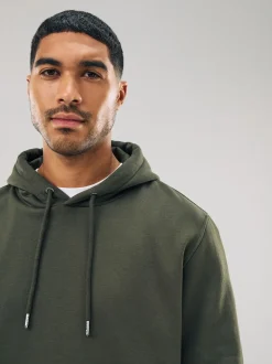 Khaki Green Regular Fit Heavyweight Cotton Rich Jersey Hoodie