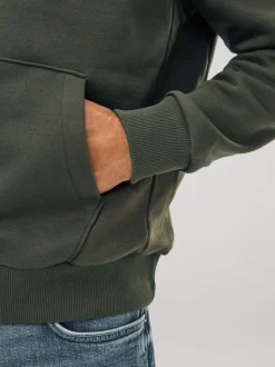 Khaki Green Regular Fit Heavyweight Cotton Rich Jersey Hoodie