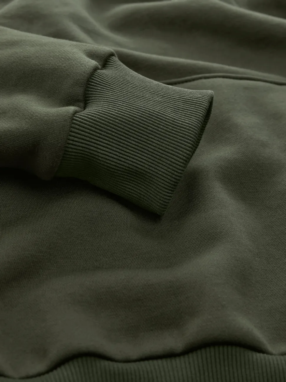 Khaki Green Regular Fit Heavyweight Cotton Rich Jersey Hoodie