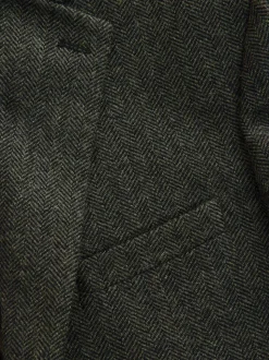 Khaki Green Regular Fit Wool Rich Herringbone Blazer