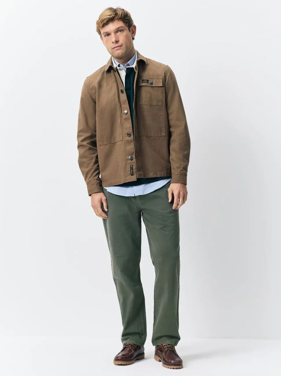 Khaki Green Regular Tapered Fit 5 Pocket Soft Touch Trousers