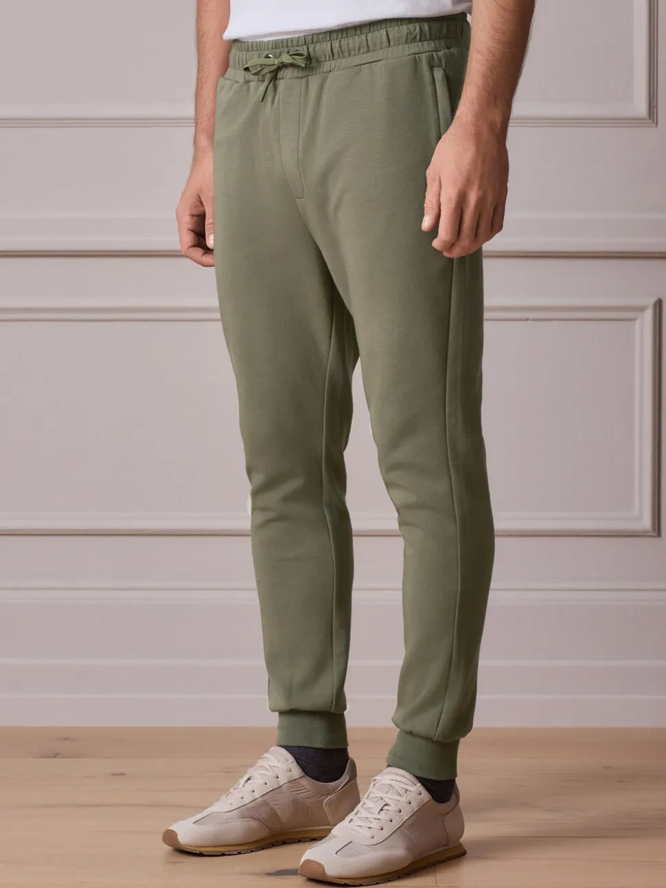 Khaki Green Signature Soft Touch Modal Slim Fit Cuffed Joggers